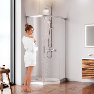 Душевой уголок AM.PM Gem W90G-405-090MT профиль серебристый 90х90 см